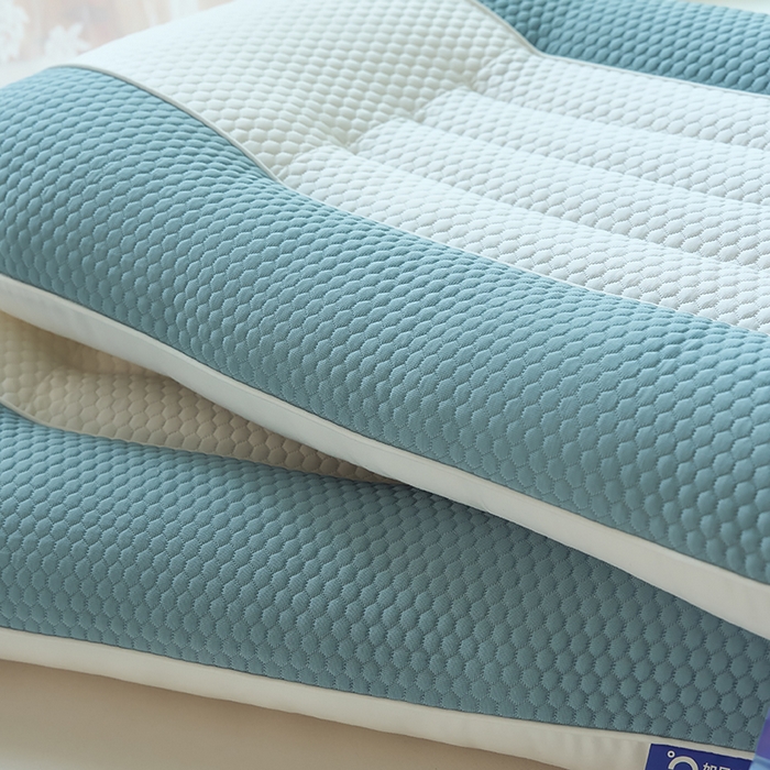 91家纺网 家纺一手货源 找家纺 仁宇枕业 2026新款夏季透气中间网凉豆豆决明子枕头枕芯 中间网凉豆豆决明子枕-蓝色