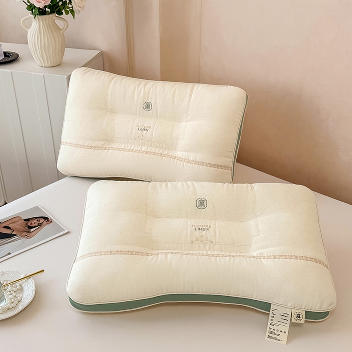 91家纺网 家纺一手货源 找家纺 仁宇枕业 2026新款圆角麻定型中低枕头枕芯 圆角麻定型低枕-绿色