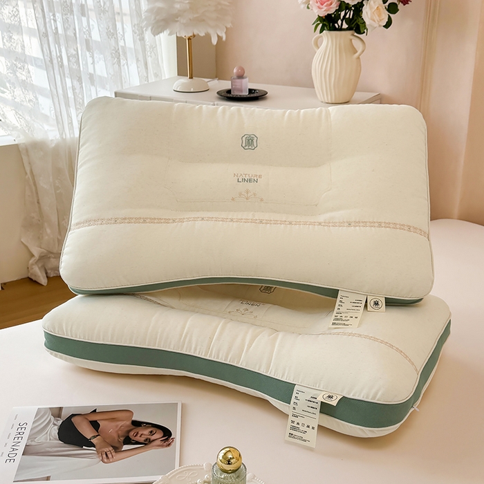 91家纺网 家纺一手货源 找家纺 仁宇枕业 2026新款圆角麻定型中低枕头枕芯 圆角麻定型低枕-绿色