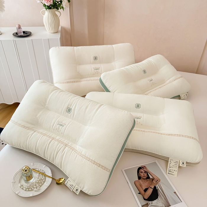 仁宇枕业 2026新款圆角麻定型中低枕头枕芯 组合图仅供展示不可下单