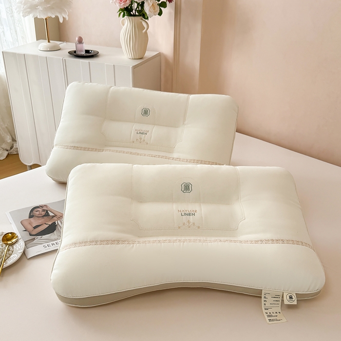 仁宇枕业 2026新款圆角麻定型中低枕头枕芯 圆角麻定型低枕-咖色