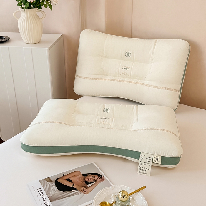 91家纺网 家纺一手货源 找家纺 仁宇枕业 2026新款圆角麻定型中低枕头枕芯 圆角麻定型低枕-绿色