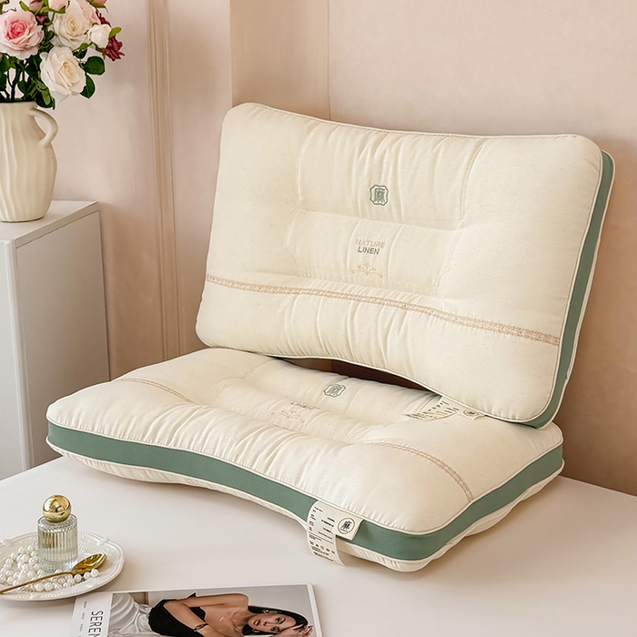 91家纺网 家纺一手货源 找家纺 仁宇枕业 2026新款圆角麻定型中低枕头枕芯 圆角麻定型低枕-绿色