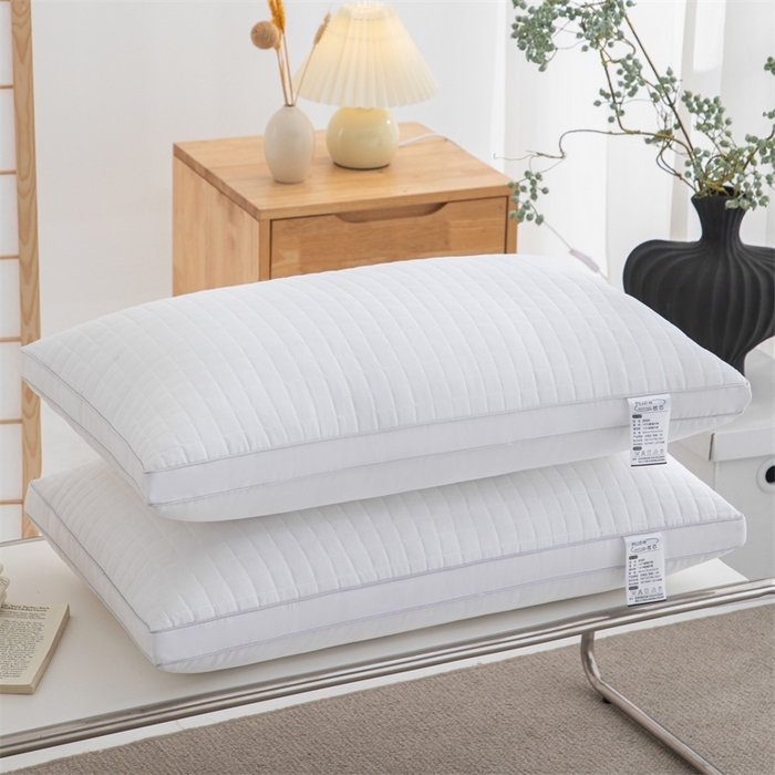 91家纺网 家纺一手货源 找家纺 仁宇枕业 2026新款简约跑量实惠款绗绣四方格单边双边舒适枕头枕芯 简约格子舒适枕-白色