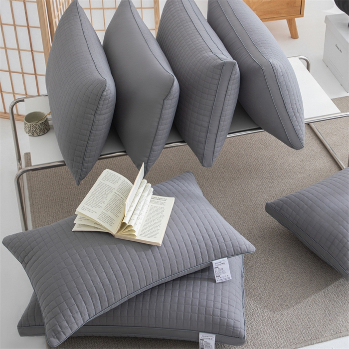 91家纺网 家纺一手货源 找家纺 仁宇枕业 2026新款简约跑量实惠款绗绣四方格单边双边舒适枕头枕芯 简约格子舒适枕-黑色