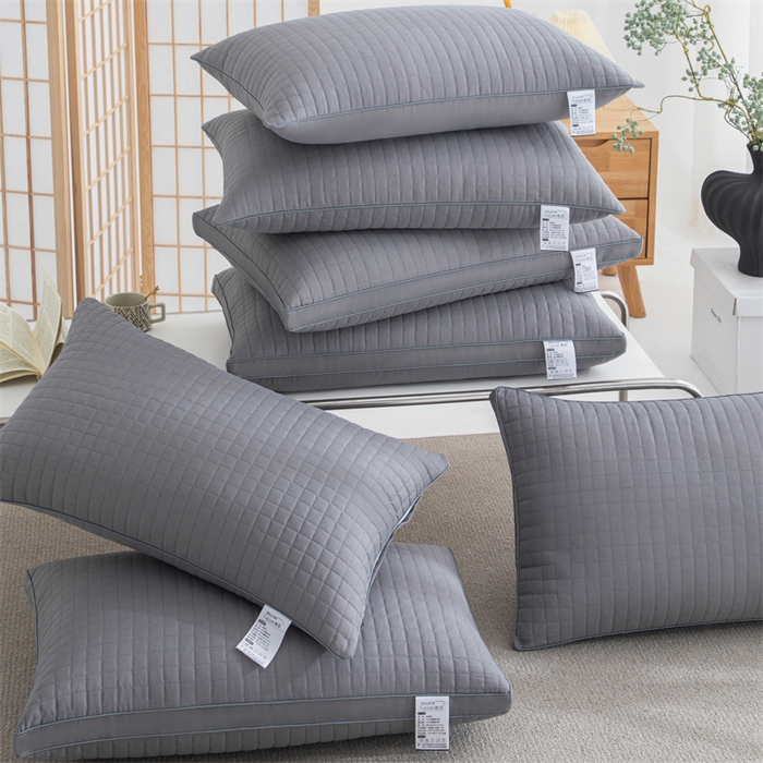 91家纺网 家纺一手货源 找家纺 仁宇枕业 2026新款简约跑量实惠款绗绣四方格单边双边舒适枕头枕芯 简约格子舒适枕-黑色