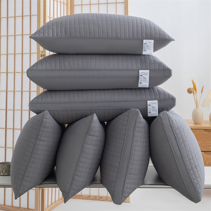 91家纺网 家纺一手货源 找家纺 仁宇枕业 2026新款简约跑量实惠款绗绣四方格单边双边舒适枕头枕芯 简约格子舒适枕-黑色