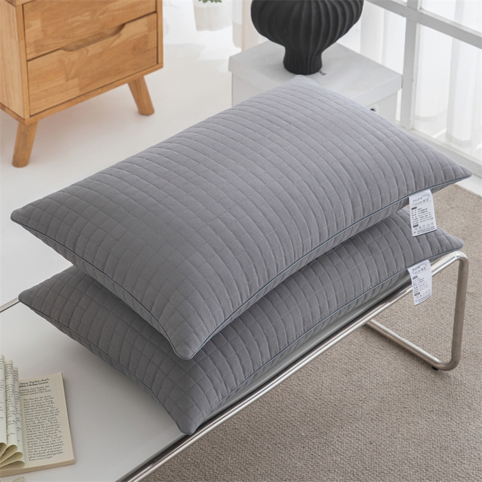 91家纺网 家纺一手货源 找家纺 仁宇枕业 2026新款简约跑量实惠款绗绣四方格单边双边舒适枕头枕芯 简约格子舒适枕-黑色