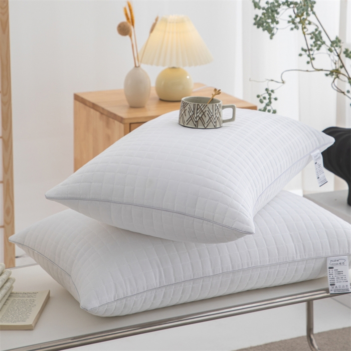 91家纺网 家纺一手货源 找家纺 仁宇枕业 2026新款简约跑量实惠款绗绣四方格单边双边舒适枕头枕芯 简约格子舒适枕-白色