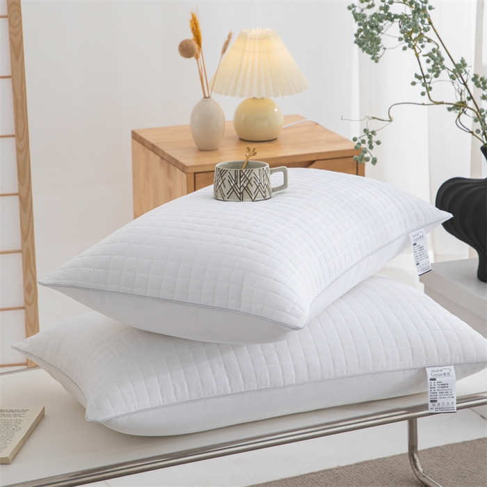 91家纺网 家纺一手货源 找家纺 仁宇枕业 2026新款简约跑量实惠款绗绣四方格单边双边舒适枕头枕芯 简约格子舒适枕-白色
