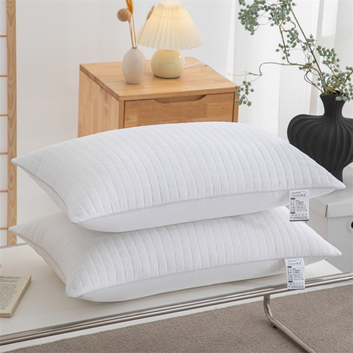 91家纺网 家纺一手货源 找家纺 仁宇枕业 2026新款简约跑量实惠款绗绣四方格单边双边舒适枕头枕芯 简约格子舒适枕-白色