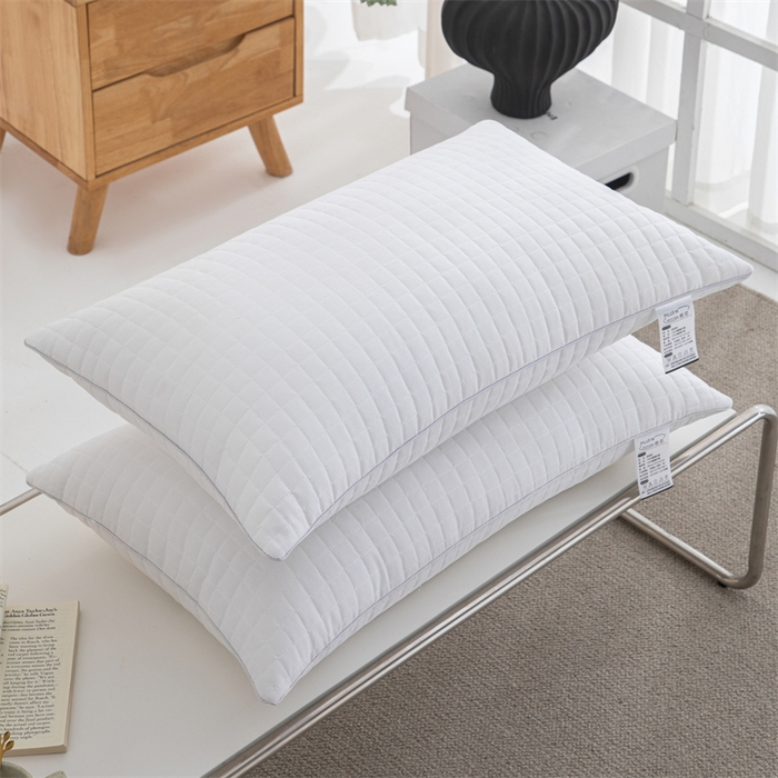 91家纺网 家纺一手货源 找家纺 仁宇枕业 2026新款简约跑量实惠款绗绣四方格单边双边舒适枕头枕芯 简约格子舒适枕-白色