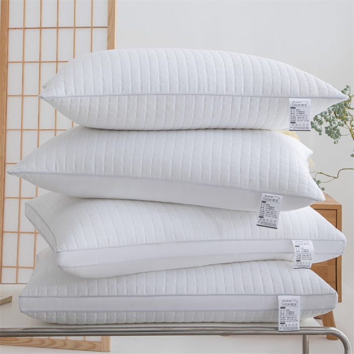 91家纺网 家纺一手货源 找家纺 仁宇枕业 2026新款简约跑量实惠款绗绣四方格单边双边舒适枕头枕芯 简约格子舒适枕-白色