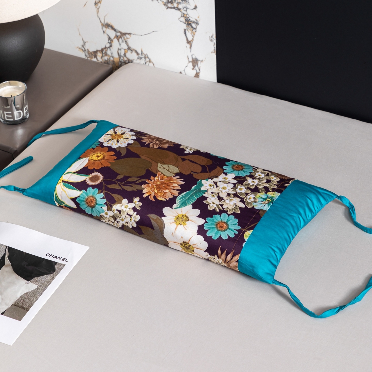 91家纺网 家纺一手货源 找家纺 仁宇枕业 2026新款新品全棉长绒棉花开富贵系列全荞麦枕头枕芯 花开富贵系列荞麦枕-蓝色向日葵