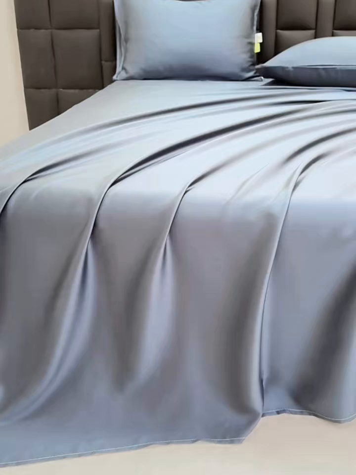 91家纺网 家纺一手货源 找家纺 眠博士 60S莱赛尔天丝纯色床单单品床单单件 60S天丝床单-米亚蓝