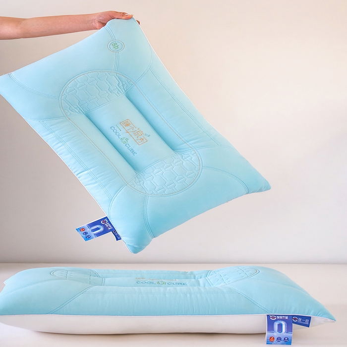 91家纺网 家纺一手货源 找家纺 仁宇枕业 2026新款夏季冰凉清凉护颈枕头睡个良方定型中低枕头枕芯 清凉一夏睡个良方枕-蓝色