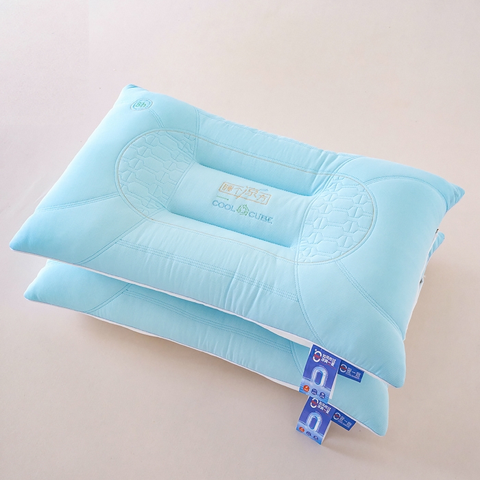 91家纺网 家纺一手货源 找家纺 仁宇枕业 2026新款夏季冰凉清凉护颈枕头睡个良方定型中低枕头枕芯 清凉一夏睡个良方枕-蓝色