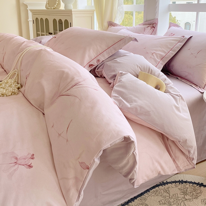 91家纺网 家纺一手货源 找家纺 星期三家纺 2026春夏新款铂金全棉纯棉13372印花四件套 千枝