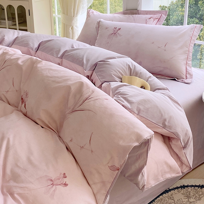 91家纺网 家纺一手货源 找家纺 星期三家纺 2026春夏新款铂金全棉纯棉13372印花四件套 千枝