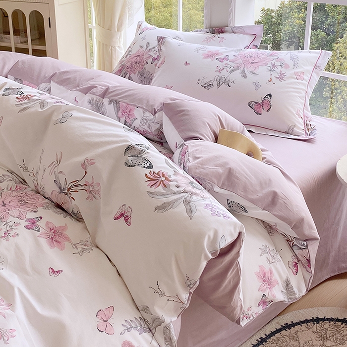 91家纺网 家纺一手货源 找家纺 星期三家纺 2026春夏新款铂金全棉纯棉13372印花四件套 安若-红