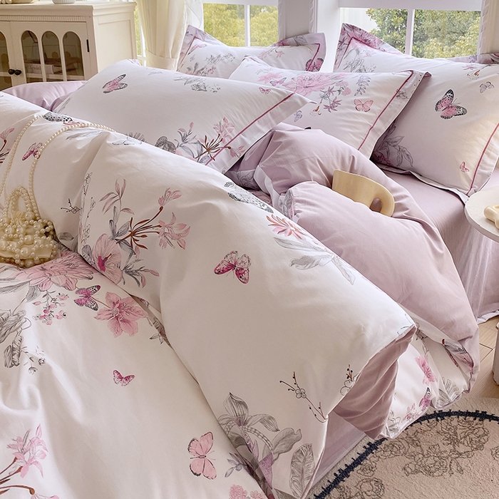 91家纺网 家纺一手货源 找家纺 星期三家纺 2026春夏新款铂金全棉纯棉13372印花四件套 安若-红