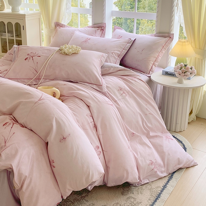 星期三家纺 2026春夏新款铂金全棉纯棉13372印花四件套 千枝