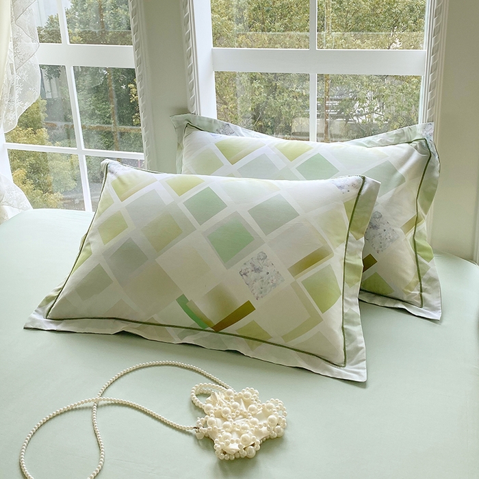 91家纺网 家纺一手货源 找家纺 星期三家纺 2026春夏新款铂金全棉纯棉13372印花四件套 布鲁斯绿