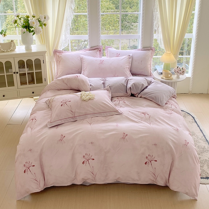 91家纺网 家纺一手货源 找家纺 星期三家纺 2026春夏新款铂金全棉纯棉13372印花四件套 千枝