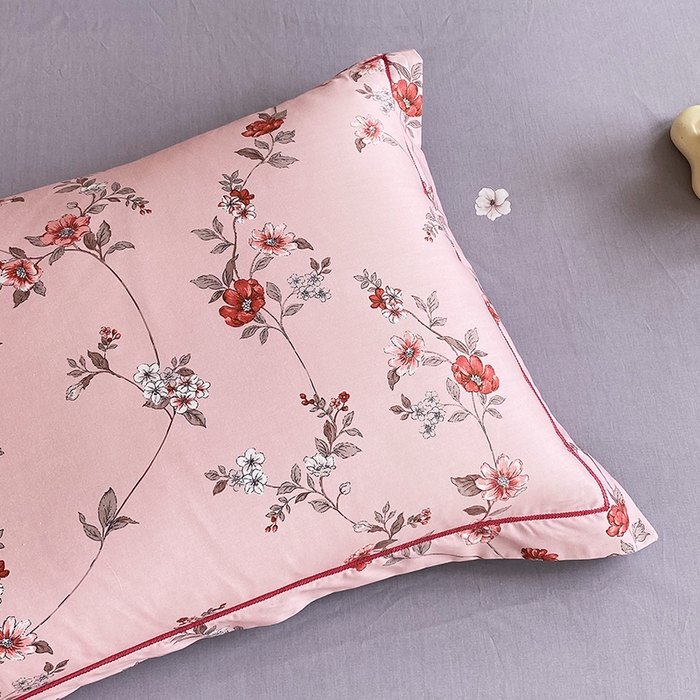 91家纺网 家纺一手货源 找家纺 星期三家纺 2026春夏新款铂金全棉纯棉13372印花四件套 月影-粉