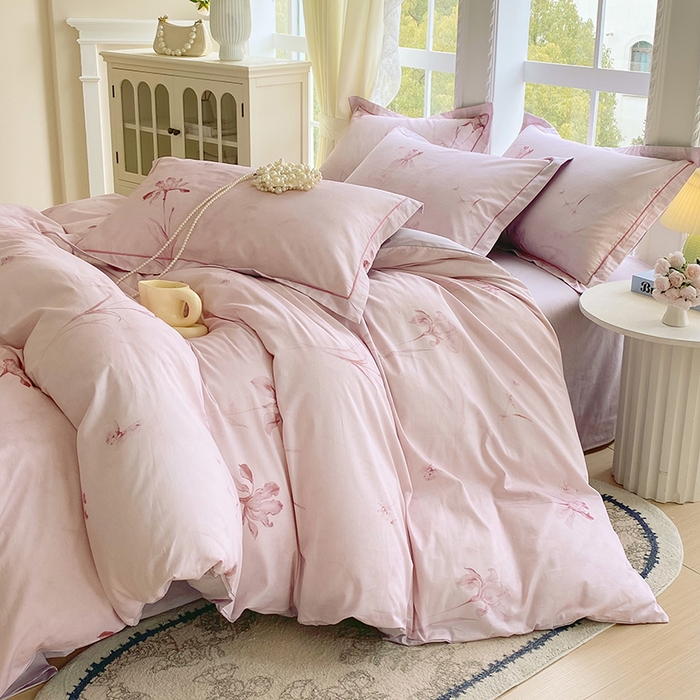 91家纺网 家纺一手货源 找家纺 星期三家纺 2026春夏新款铂金全棉纯棉13372印花四件套 千枝