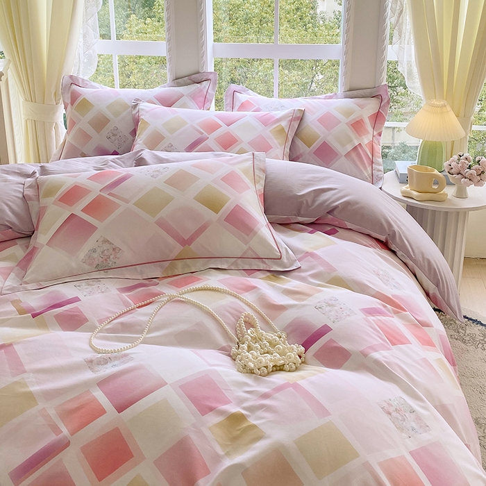 91家纺网 家纺一手货源 找家纺 星期三家纺 2026春夏新款铂金全棉纯棉13372印花四件套 布鲁斯-紫