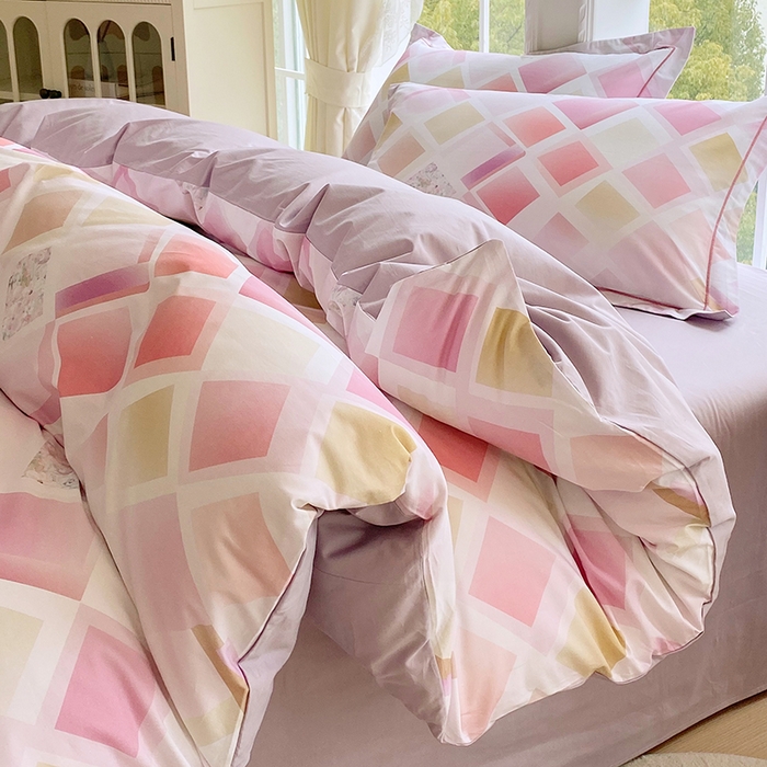 91家纺网 家纺一手货源 找家纺 星期三家纺 2026春夏新款铂金全棉纯棉13372印花四件套 布鲁斯-紫