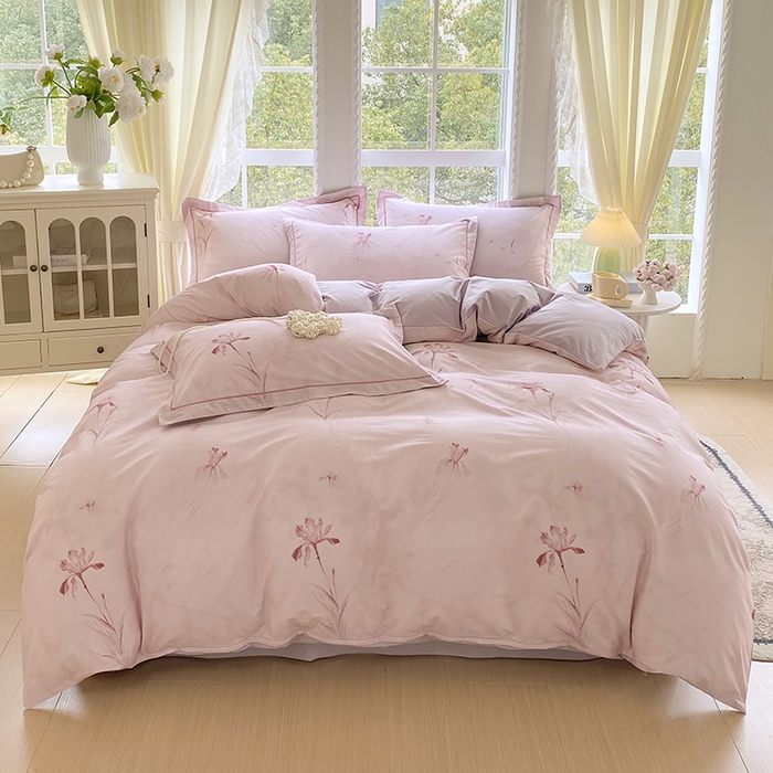 91家纺网 家纺一手货源 找家纺 星期三家纺 2026春夏新款铂金全棉纯棉13372印花四件套 千枝