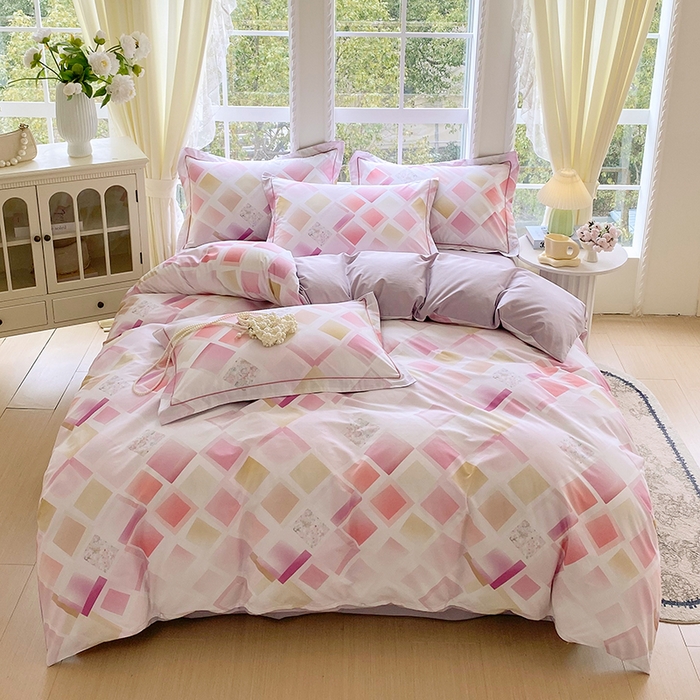 91家纺网 家纺一手货源 找家纺 星期三家纺 2026春夏新款铂金全棉纯棉13372印花四件套 布鲁斯-紫