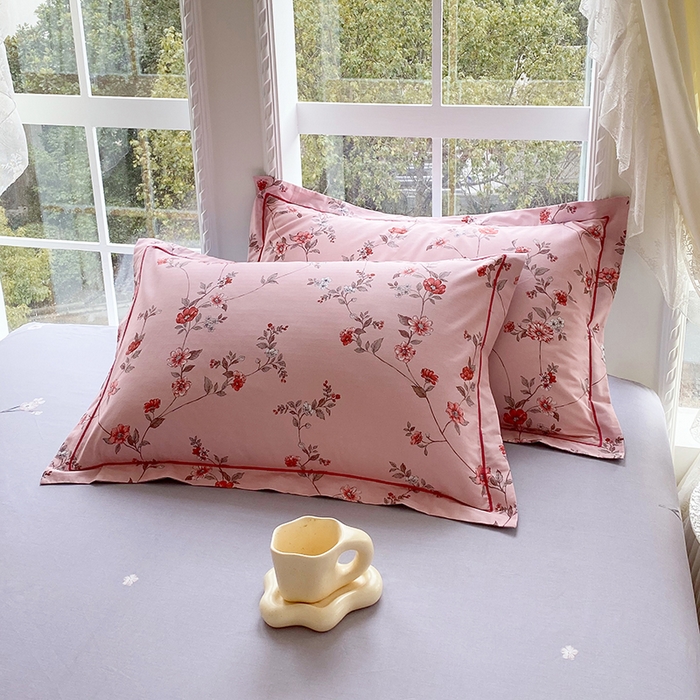 91家纺网 家纺一手货源 找家纺 星期三家纺 2026春夏新款铂金全棉纯棉13372印花四件套 月影-粉