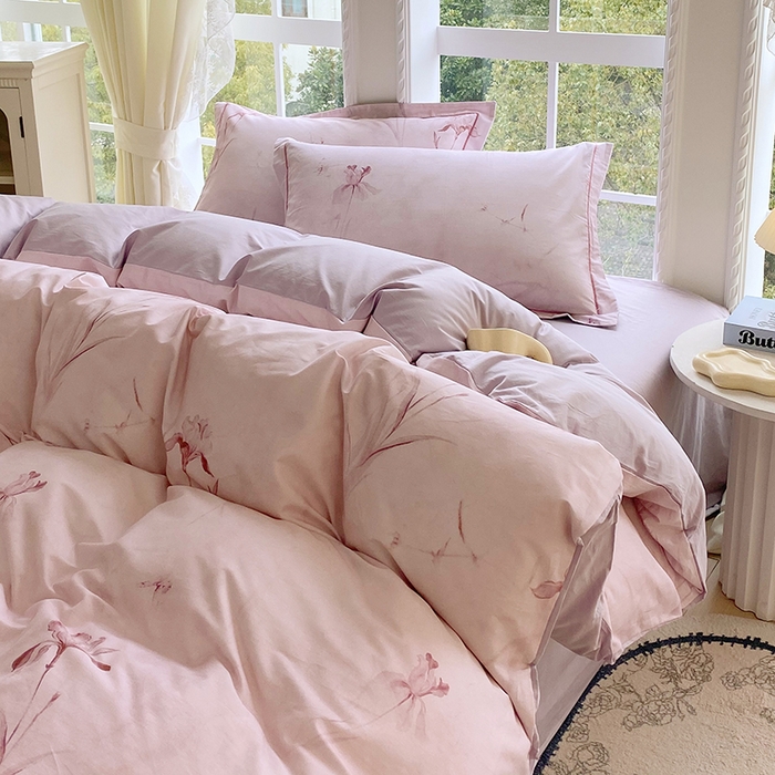 91家纺网 家纺一手货源 找家纺 星期三家纺 2026春夏新款铂金全棉纯棉13372印花四件套 千枝