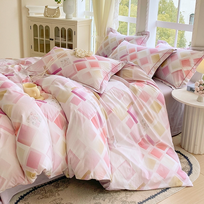 91家纺网 家纺一手货源 找家纺 星期三家纺 2026春夏新款铂金全棉纯棉13372印花四件套 布鲁斯-紫