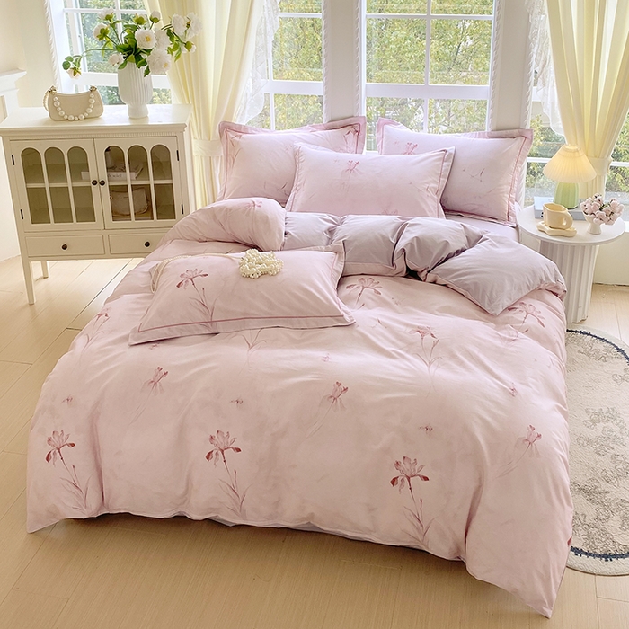 91家纺网 家纺一手货源 找家纺 星期三家纺 2026春夏新款铂金全棉纯棉13372印花四件套 千枝