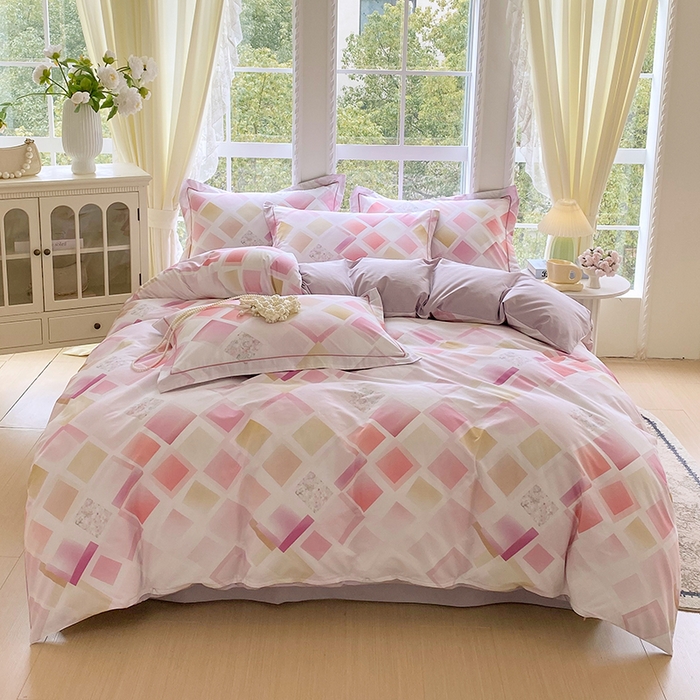 91家纺网 家纺一手货源 找家纺 星期三家纺 2026春夏新款铂金全棉纯棉13372印花四件套 布鲁斯-紫