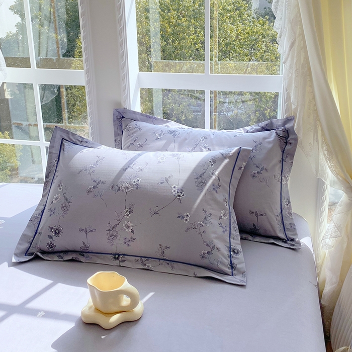 91家纺网 家纺一手货源 找家纺 星期三家纺 2026春夏新款铂金全棉纯棉13372印花四件套 月影-灰