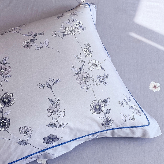 91家纺网 家纺一手货源 找家纺 星期三家纺 2026春夏新款铂金全棉纯棉13372印花四件套 月影-灰