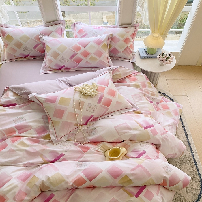 91家纺网 家纺一手货源 找家纺 星期三家纺 2026春夏新款铂金全棉纯棉13372印花四件套 布鲁斯-紫