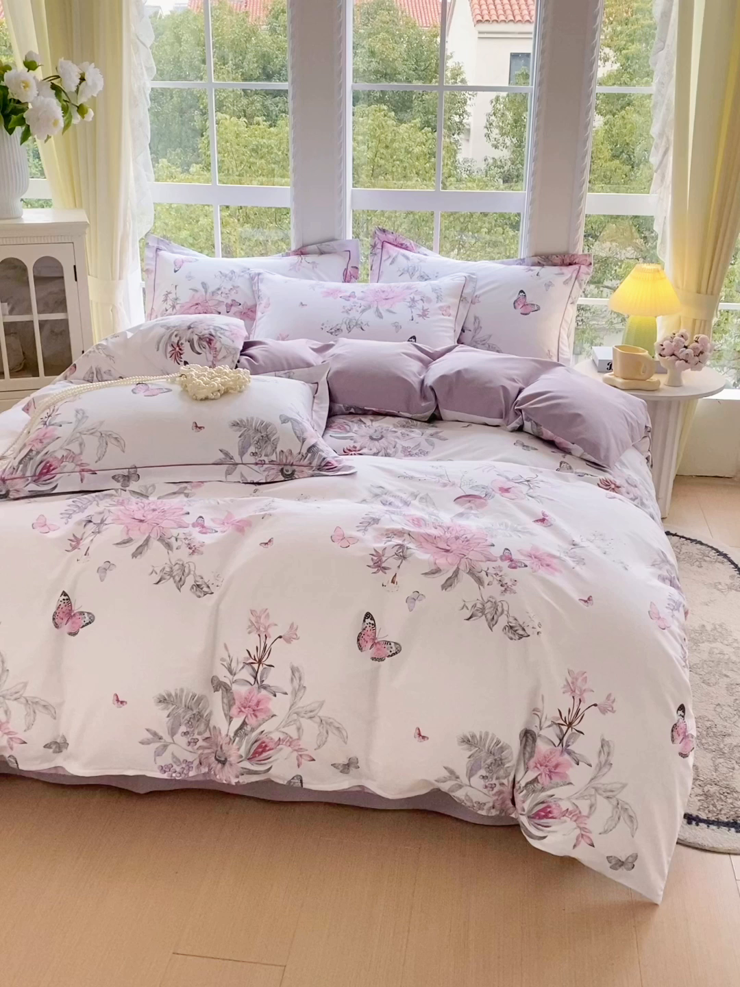 91家纺网 家纺一手货源 找家纺 星期三家纺 2026春夏新款铂金全棉纯棉13372印花四件套 安若-红