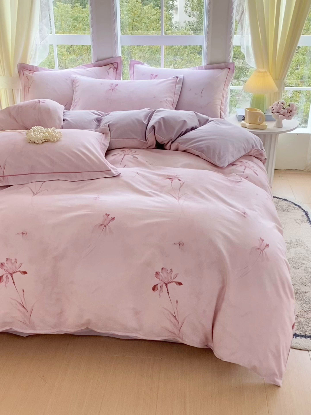 91家纺网 家纺一手货源 找家纺 星期三家纺 2026春夏新款铂金全棉纯棉13372印花四件套 千枝