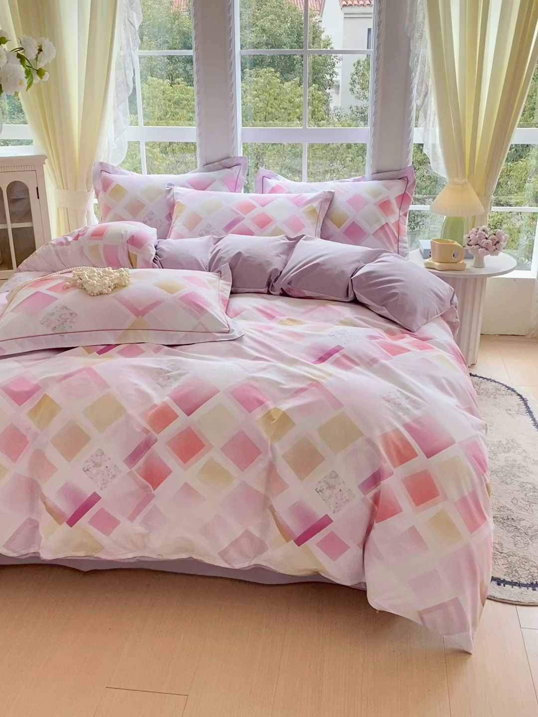 91家纺网 家纺一手货源 找家纺 星期三家纺 2026春夏新款铂金全棉纯棉13372印花四件套 布鲁斯-紫