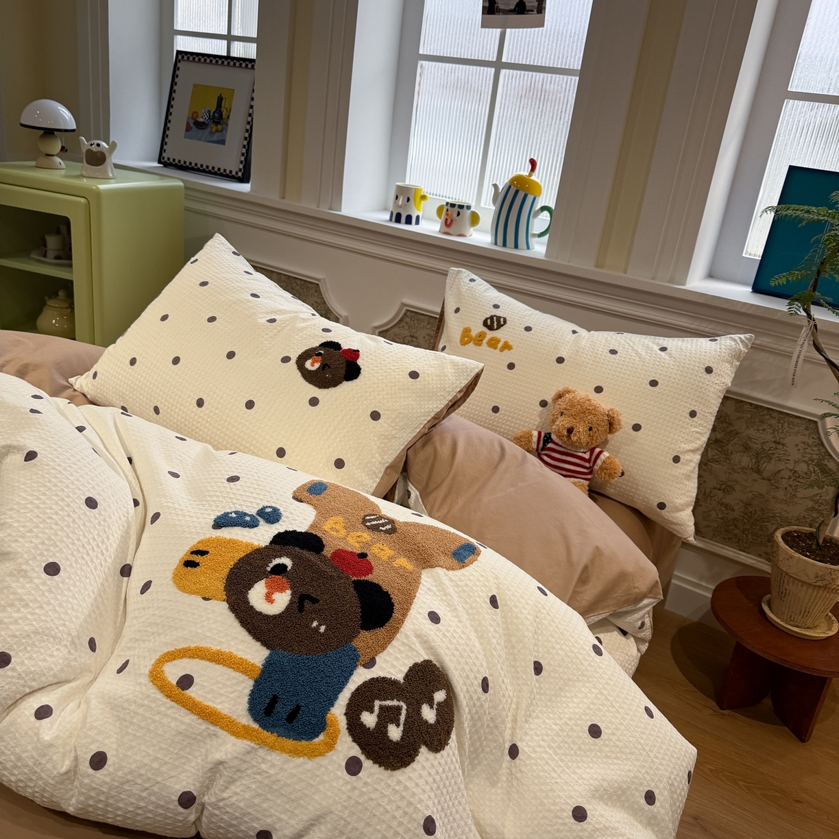 91家纺网 家纺一手货源 找家纺 （总）珺柔家纺 2026新款卡通华夫格毛巾绣四件套