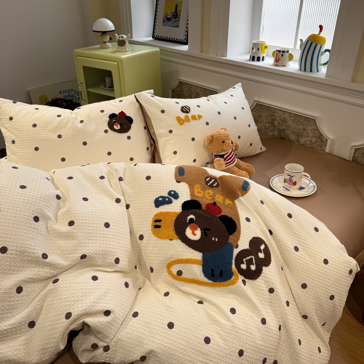 91家纺网 家纺一手货源 找家纺 （总）珺柔家纺 2026新款卡通华夫格毛巾绣四件套