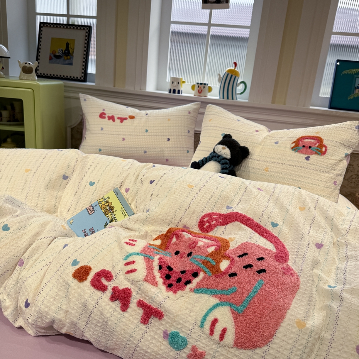 91家纺网 家纺一手货源 找家纺 （总）珺柔家纺 2026新款卡通华夫格毛巾绣四件套