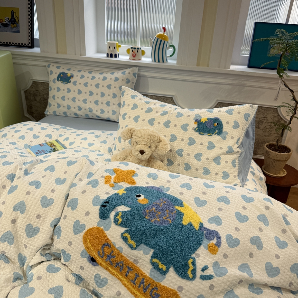 91家纺网 家纺一手货源 找家纺 （总）珺柔家纺 2026新款卡通华夫格毛巾绣四件套