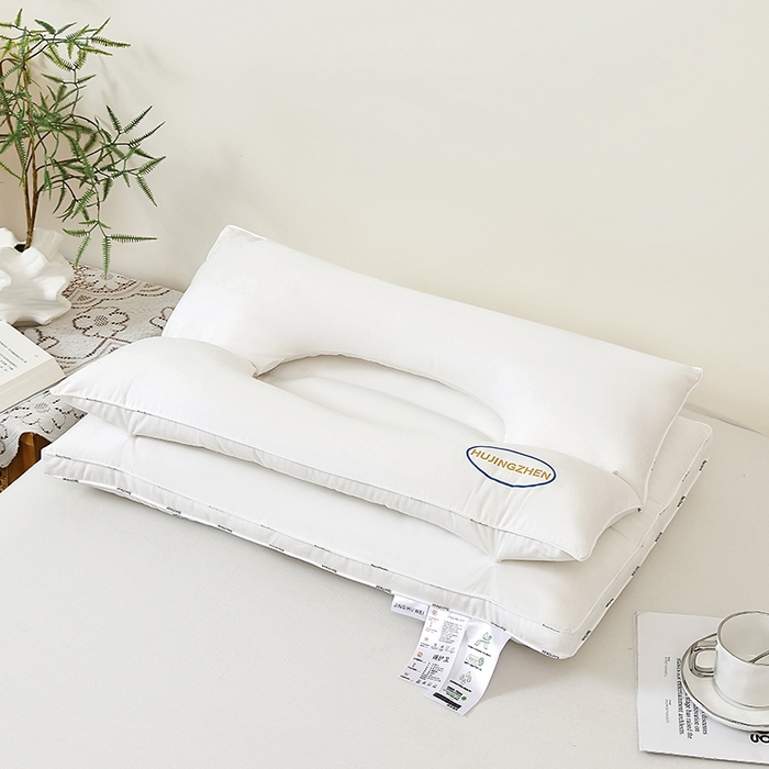 （总）仁宇枕业 20266新款纯棉二合一牵引枕头多功能护颈枕头按摩舒适spa枕头酒店枕头枕芯